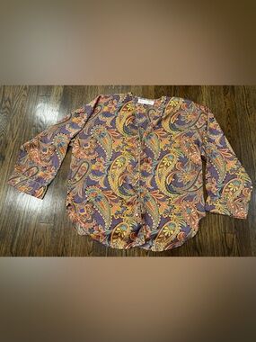Vintage Christian Dior Monsieur Long Sleeve Floral Paisley Shirt No Size